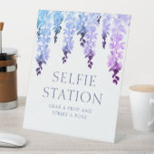 Signe De Table Selfie Station Purple Floral Script Mariage (In SItu)