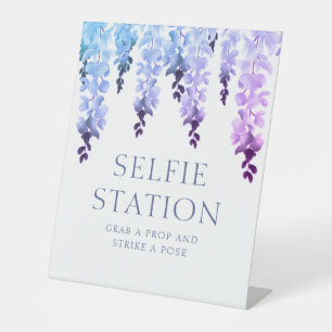 Signe De Table Selfie Station Purple Floral Script Mariage