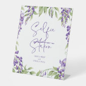 Signe De Table Selfie Station Purple Floral Script Mariage (Recto)