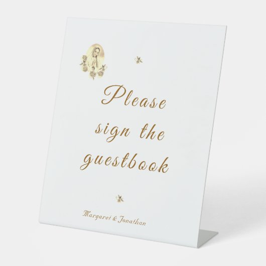 Signe De Table Sepia Virgin Mary Réception de mariage (Recto)