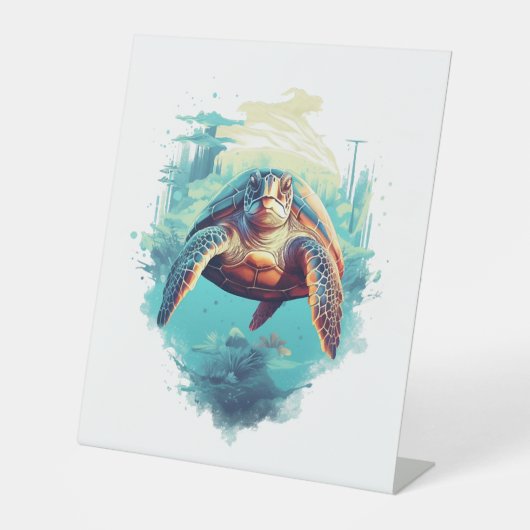 Signe De Table Serene Underwater Turtle (Recto)