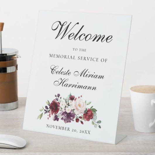 Signe De Table Service commémoratif rose rose rouge (In SItu)