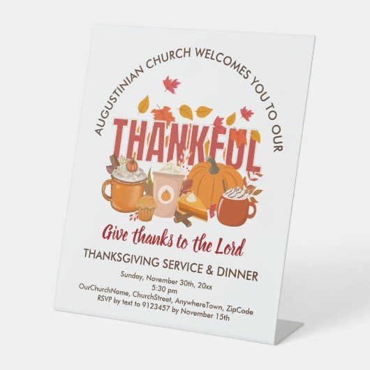 Signe De Table SERVICE D'ÉGLISE ET Dîner D'Action De Grâce Bienve (Recto)
