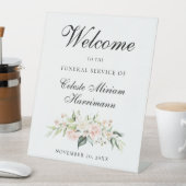 Signe De Table Service funéraire floral rose rose vif (In SItu)