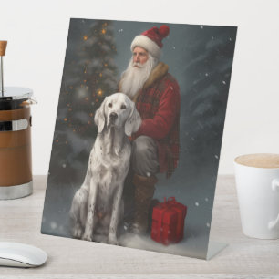 Signe De Table Setter anglais avec Noël Festif du Père Noël