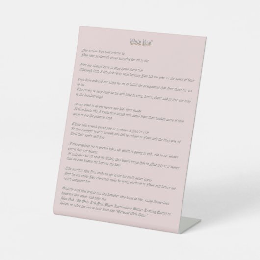 Signe De Table Seulement Vous (Recto)