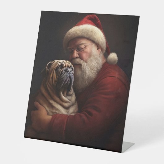 Signe De Table Shar Pei avec Noël Festif du Père Noël (Recto)