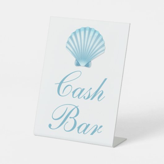 Signe De Table Shell Blue Nautical Beach Élégant Bar de Mariage (Recto)