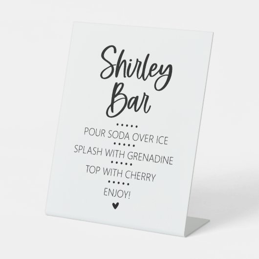 Signe De Table Shirley Temple Mocktail Bar Pedestal Sign (Recto)