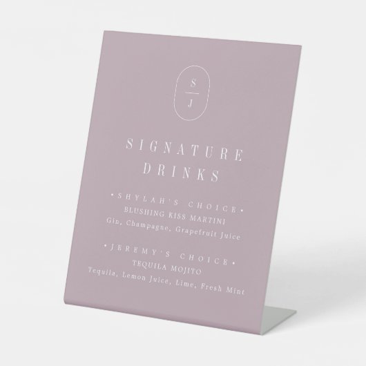 Signe De Table SHYLAH Mauve Lilac Simple Mariage Signature Boire (Recto)