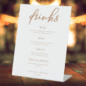 Signe De Table Sienna Brown Typographie Simple Mariage Bar Menu