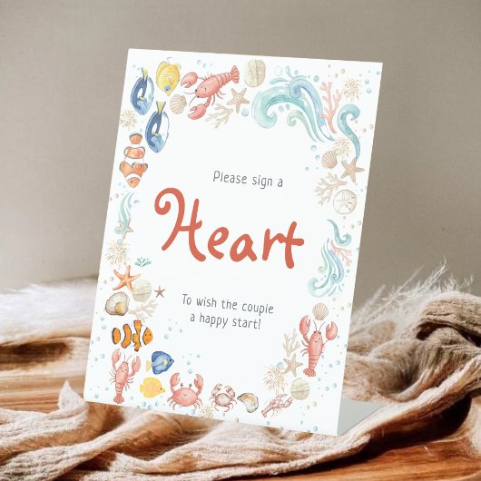 Signe De Table Sign a Heart | Coastal Ocean Beach Bridal Shower