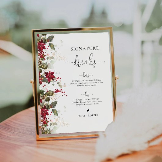 Signe De Table Signal Noël Rouge Poinsettia Signature Boissons