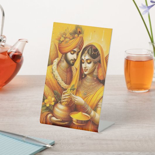 Signe De Table Signal Pedestal de la Cérémonie Haldi Personnalise (In SItu)