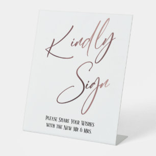 Signe De Table Signature aimable Rose Gold Écriture manuscrite Si