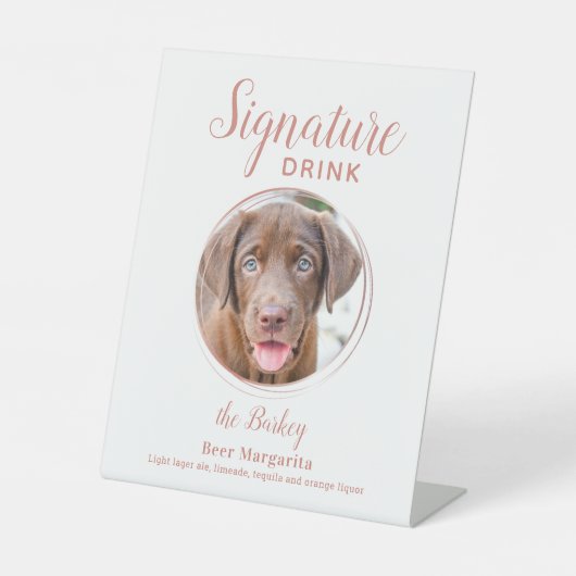 Signe De Table Signature Boire Élégant Rose Gold Pet Mariage (Recto)