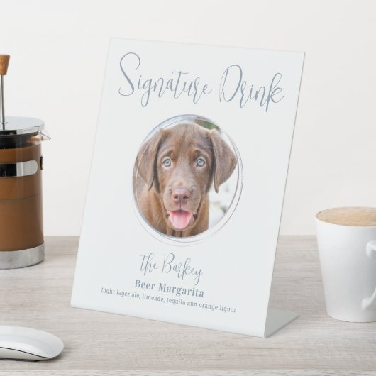 Signe De Table Signature Boire moderne Dusty Blue Dog Mariage ani (In SItu)