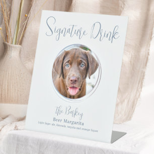Signe De Table Signature Boire moderne Dusty Blue Dog Mariage ani