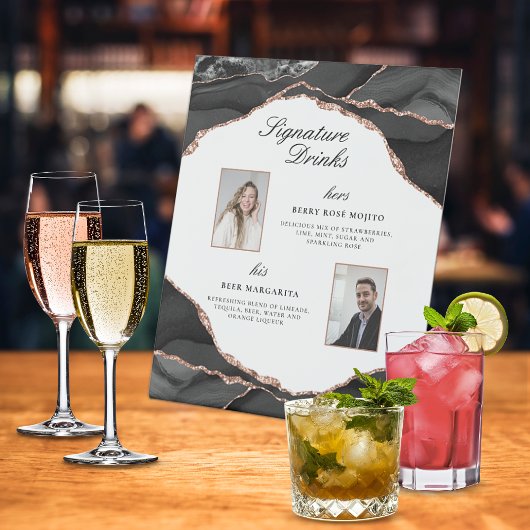 Signe De Table Signature Boissons Agate Rose Gold Mariage Photos