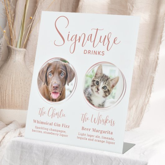 Signe De Table Signature Boissons Animaux Mariages Rose Gold Bar