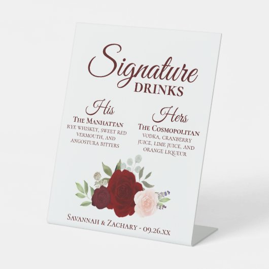 Signe De Table Signature Boissons Bourgogne Red Blush Mariage Ros (Recto)