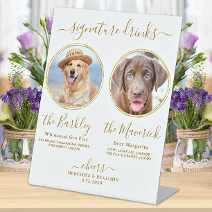 Signe De Table Signature Boissons Custom Photo Gold Pet Mariage B