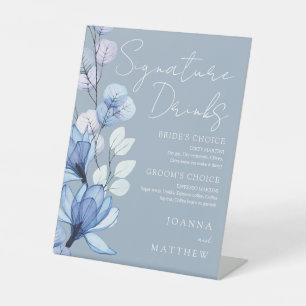Signe De Table Signature Boissons Dusty Blue Floral Mariage