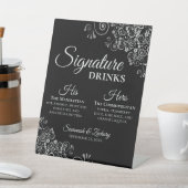 Signe De Table Signature Boissons Elégant Argent & Mariage noir (In SItu)
