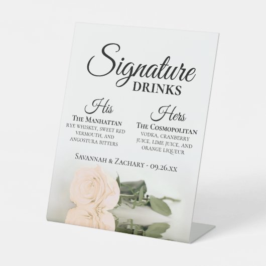 Signe De Table Signature Boissons Elegant Blush Peach Rose Mariag (Recto)