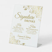 Signe De Table Signature Boissons Elegant Gold & White Mariage Ba (Recto)