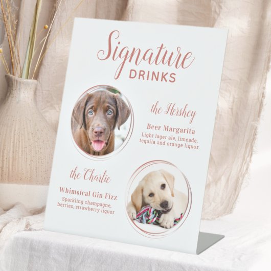 Signe De Table Signature Boissons Elegant Rose Gold Pet Mariage