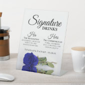 Signe De Table Signature Boissons Elégant Royal Blue Rose Mariage (In SItu)