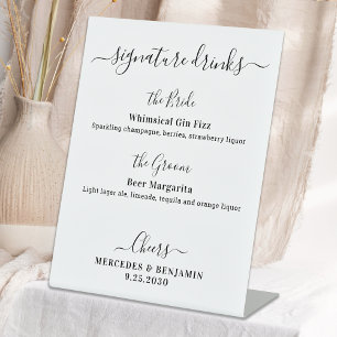 Signe De Table Signature Boissons Élégante barre de Mariage perso