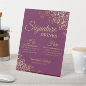 Signe De Table Signature Boissons Élégante Magenta & Mariage Or (In SItu)