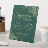 Signe De Table Signature Boissons Emerald Green & Gold Mariage Ba (In SItu)