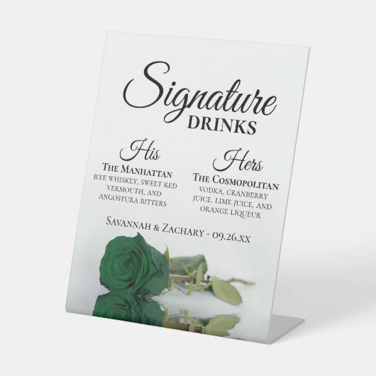 Signe De Table Signature Boissons Emerald Green Mariage Rose (Recto)