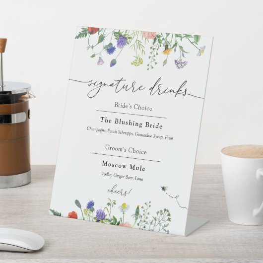 Signe De Table Signature Boissons Fleurs sauvages et abeilles bou (In SItu)