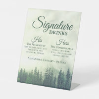 Signature Boissons Foggy Green Pine Trees Mariage
