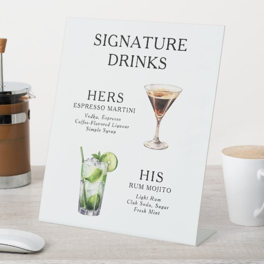 Signe De Table Signature Boissons Mariage Cocktail Menu Poster (In SItu)