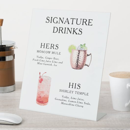 Signe De Table Signature Boissons Mariage Cocktail Menu Poster (In SItu)