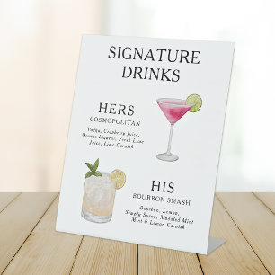Signe De Table Signature Boissons Mariage Cocktail Menu Poster
