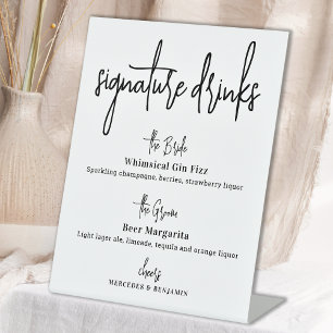 Signe De Table Signature Boissons Moderne Calligraphie Bar Mariag