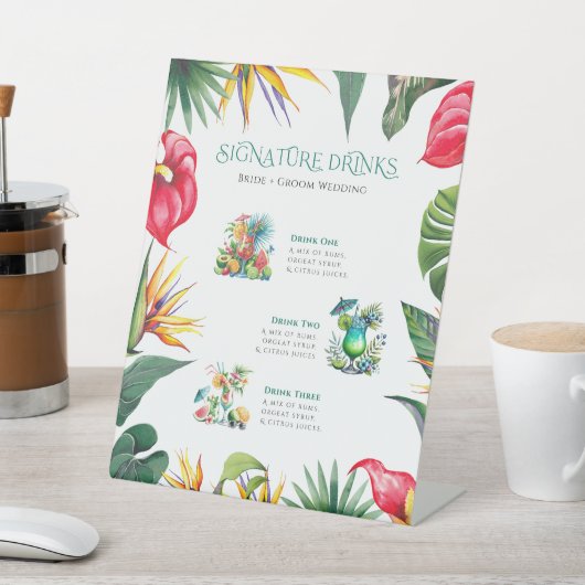 Signe De Table Signature Boissons Oasis Tropical Fleurs Cadre 2 (In SItu)