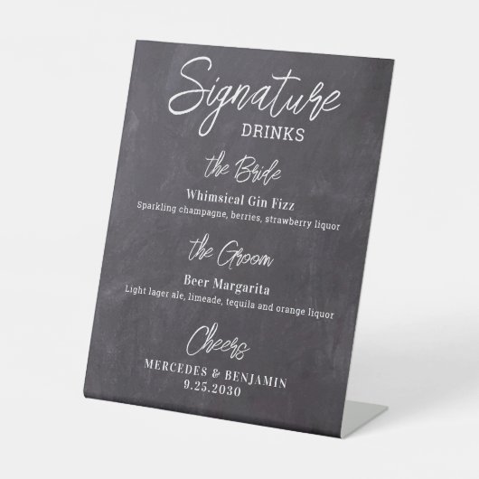Signe De Table Signature Boissons Personnalisées Rustic Mariage B (Recto)