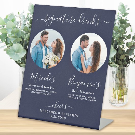 Signe De Table Signature Boissons Photo personnalisée Mariage ble