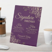 Signe De Table Signature Boissons Plum Purple & Gold Bar Mariage (In SItu)