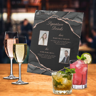 Signe De Table Signature Boissons Rose Gold Agate Mariage Photos