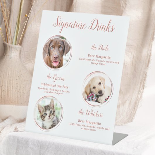 Signe De Table Signature Boissons Rose Gold Animaux Mariage 3 Pho
