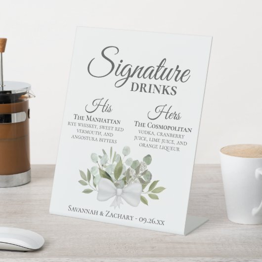 Signe De Table Signature Boissons Rustique Eucalyptus Bouquet Mar (In SItu)