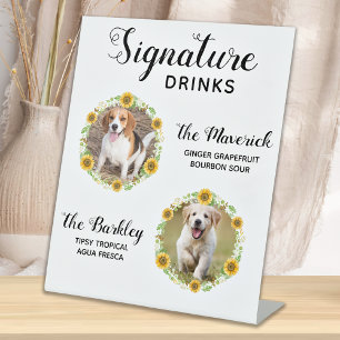 Signe De Table Signature Boissons Tournesol Animaux Mariages Phot